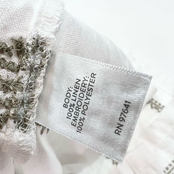 J. Jill Blouse Women's PXL Cross Stitch Embroidery Linen 3/4 Sleeve Top Shirt - Picture 7 of 11